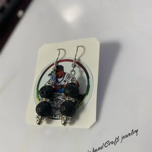 Artistic Black and Silver Dangle Earrings. Customized @Pictonshandcraftjewelry